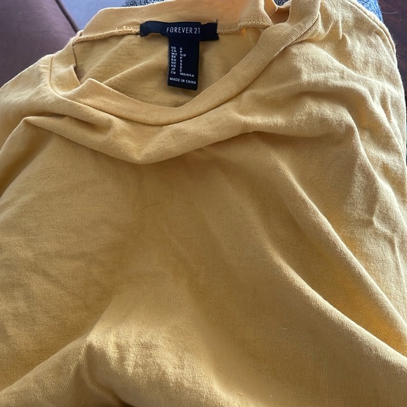 FOREVER 21 DROP SHOULDER CROP TEE - YELLOW - Picture 8 of 8